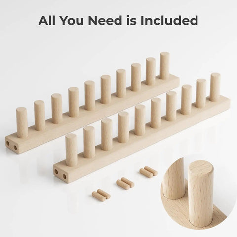 Chunky Knitting Loom Kit For DIY Blankets Adjustable Wooden Loom From 30 To 120 Inches Expandable With Dowels For Oversized Throws