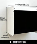 Beefy EV Charger Cover For Outdoor Wall Mount With Magnetic Flip Top shown in dimensions 55cm x 60cm x 25cm, sturdy design for protection.