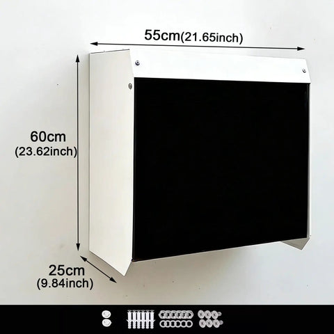 Beefy EV Charger Cover For Outdoor Wall Mount With Magnetic Flip Top shown in dimensions 55cm x 60cm x 25cm, sturdy design for protection.