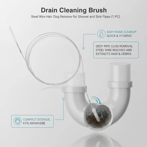 Heavy Duty Flexible Steel Drain Auger Knocks Stubborn Sink Clogs Dead Clears AC Condensate Lines And Bathroom Pipes With Ease Eco Friendly Way No Toxic Chemicals Needed Durable Wire Works Like Magic in sink pipe.
