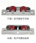 No Sweat Heavy Duty Stainless Steel Needle Roller Bearings Featuring Smooth Nylon Double Wheel Door And Window Pulleys Rustproof Abec Seven Precision Track Rollers For Rough Jobs Orange 4 Pack showing red rollers with a silver frame.