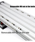 Nema34 Stepper Motor Powered Dual Rail Ball Screw Linear Actuator Slide Table showing M6 nut at bottom and M4 nut on side.