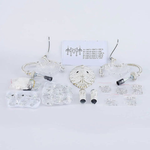 White Crystal Wall Sconce Lighting With Modern K9 Glass Crystal Drops Shade assembly kit and components