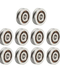 Rock-Solid 623VV V-Groove Ball Bearings at 3X10X3MM Size designed for guide pulley and wheel uses, showing ten pieces.