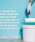 Person using Pro Grade Premium Microfiber Paint Roller Covers 18 Inch For All Surfaces Refill Bulk Pack Three Eighths Inch Nap