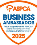 ASPCA Business Ambassador badge 2025 highlighting support for animal welfare with a horse silhouette.