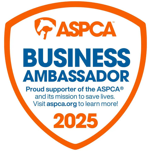 ASPCA Business Ambassador badge for 2025, supporting animal welfare and rescue efforts.
