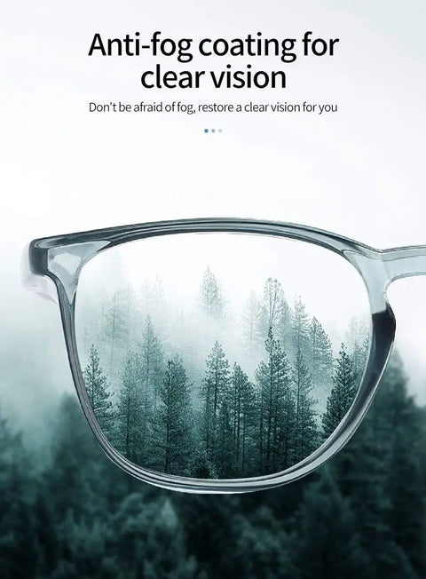 Built Tough TR90 Safety Glasses Featuring Anti Fog Coating And Heavy Duty Protective Eyewear in close-up showing clear view through lenses.