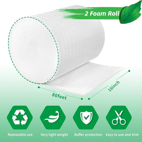 Badass Thick Foam Wrap Roll Moving Supplies 16 Inches Wide By 160 Feet Long Heavy Duty Furniture Padding shown in 80ft roll.