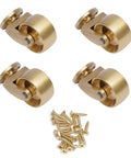 Universal Antique Brass Stem Casters Four Pack with screws, showcasing smooth brass wheels for living room furniture.