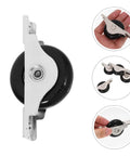 Premium Heavy Duty 40mm Nylon Sliding Door Roller Pulley With Steel Double Bearings, side view showing black nylon wheel.