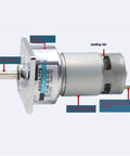 Top Shelf 775 Dc Gear Motor 24 Volt 35 Watt 400 Rpm, showing front view with gear reduction and cooling fan.