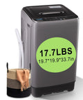 Compact Full Automatic Washing Machine In Sleek Grey, 17.7 lbs, dimensions 19.7*19.9*33.7in, perfect for apartment living.