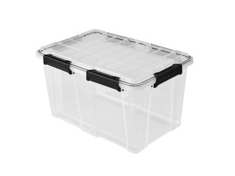 Built To Last Clear Storage Bins 54 Quart 2 Pack, Stackable Plastic Totes With Tight Lids, Gasket Sealed Waterproof