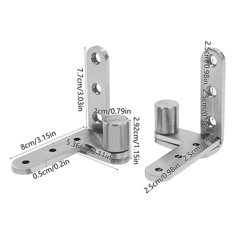 Heavy Duty Pivot Door Hinges Four Pack Premium Stainless Steel Mounting Kit For Modern Interior Doors measuring various dimensions.