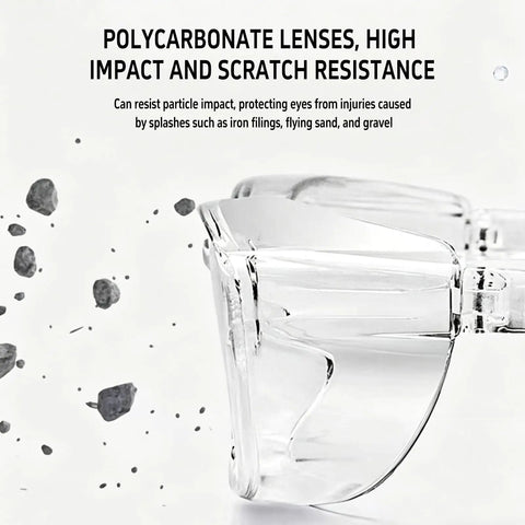 Close-up of Tough As Nails Safety Glasses With Anti Fog Shield And Blue Light Blocker featuring polycarbonate lenses, designed for high impact resistance.