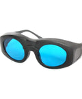 Pro Grade Od6 Plus Infrared Laser Safety Glasses And Goggles with dark frames and blue lenses for strong eye protection.