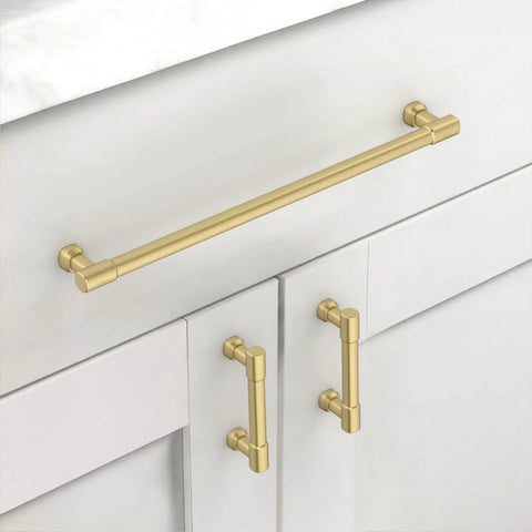 10 Pack 10 Inch 254mm Brushed Gold Cabinet Pulls Kitchen Drawer Handles Built Different Heavy Duty Solid Metal Bar Grip Rustproof Cupboard Hardware No Drama Install Home Makeover Win on modern cabinets.