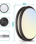 Dimmable LED Flush Mount Ceiling Light 10 Inch Fixture 18W With 160W Equiv 1600 Lumens 3000K 4000K 5000K Color Temperatures