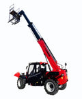 Heavy Duty Rough Terrain Telehandler Telescopic Forklift with high lift boom for construction use on job sites.