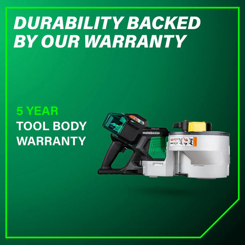 Badass Cordless Rebar Bender and Cutter with warranty details for durability and tool body assurance.