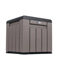Versatile Outdoor Storage Cube Deck Box Doubles As Cozy Bench Seat And 25 Gallon Capacity Weather Resistant Patio Organizer in gray.