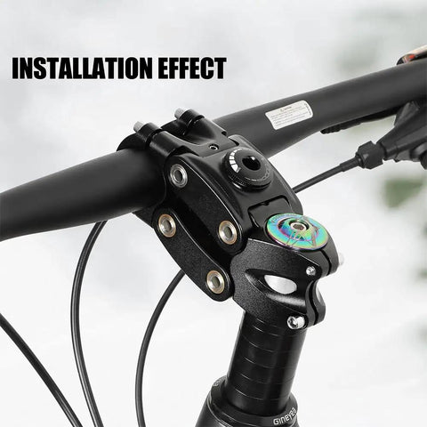 Adjustable Suspension Handlebar Stem for MTB BMX and Road Bikes, 7 Degree Rise, installed on bicycle handlebar, black