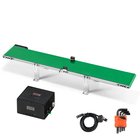 39 Inch Belt Conveyor With Sensor And Variable Speed, Desktop PVC Conveyor for Packaging Line, multi program control visible