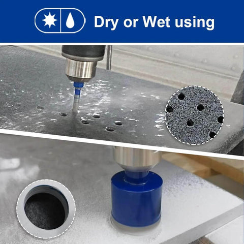 Diamond drill core bits, 3/8 in (10 mm), for porcelain tile, marble, ceramic, granite; 5-piece hand drill set.