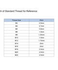 Pitch of Standard Thread for Reference table showing thread sizes and corresponding pitches including M8 1.25mm.