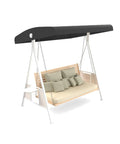 Replacement Canopy For 3 Seater Patio Swing Waterproof Outdoor Top Cover 210D Oxford Cloth Dustproof Rainproof Black