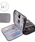 Three Layer Electronics Organizer Carry All Bag For Travel Gear Cable Organizer For iPad Mini Kindle Hard Drives Cables Chargers Grey