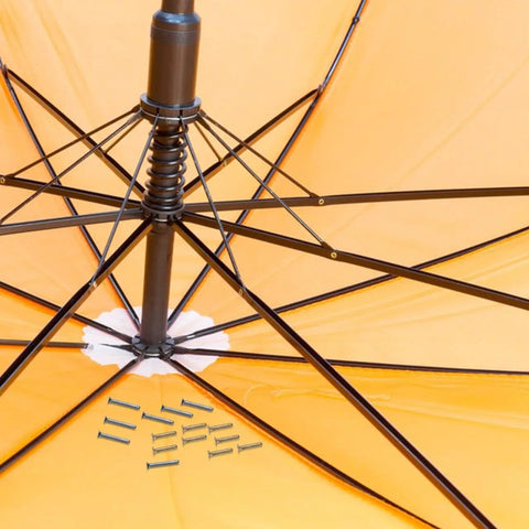 Heavy Duty Umbrella Skeleton Rivets With Willow Nails For Quick Shutter And Frame Repair, showing silver rivets on umbrella frame.