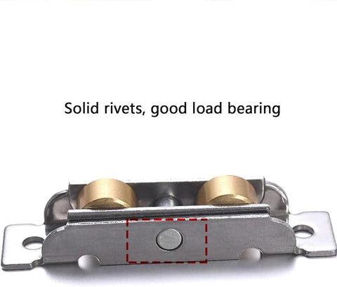 Heavy Duty Double Groove Sliding Door Window Pulley Roller featuring solid rivets and waterproof copper wheels for durability.