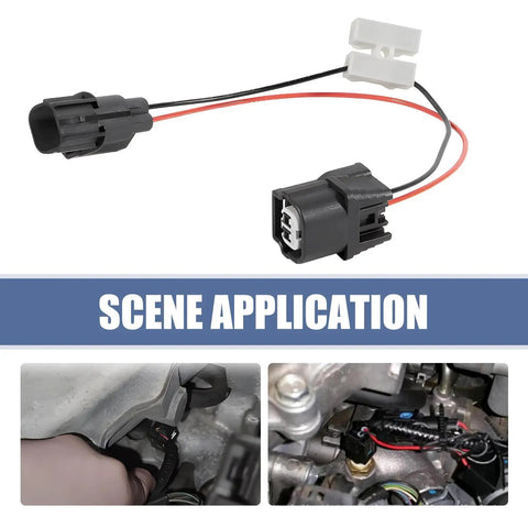 VCM Control Module Wiring Harness Kit With Four Resistors Plug And Play Line Socket For Gas Saver Performance Harness Accessories For Honda Accord Pilot Odyssey Black, showing wiring harness plug and installed scenes.