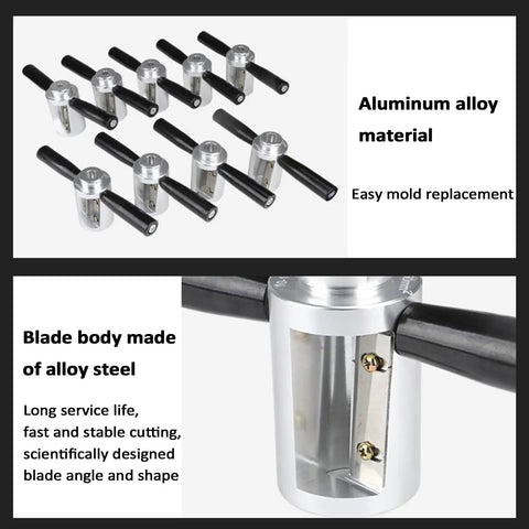 Kickass High Voltage Cable Chamfering Tool And Manual Ring Stripper With Forged Steel Die For Cross Linked Insulation Stress Cone, aluminum alloy material, multiple units shown.