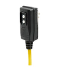Garage-Grade Heavy-Duty Power Strip With GFCI, close-up of black plug with yellow cord