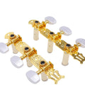 Classical Guitar Tuning Pegs Set With 1:15 Gear Ratio White Button Machine Heads For Acoustic Guitars, Heavy Duty Metal Tuning Keys, Left And Right Replacement Parts, Smooth, Durable Tuning You Can Trust, gold classical guitar tuning pegs with white buttons