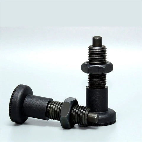 Premium Heavy Duty Spring Index Plunger With Screw Lock For Secure Positioning T613F Series showing two steel indexing pins.