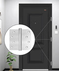 Heavy Duty Ball Bearing Door Hinges Four Inch Stainless Steel Brushed Nickel Finish displayed on a modern door.