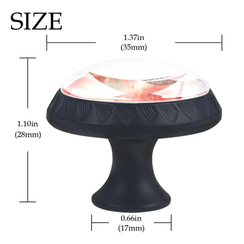 4 Pack Crystal Glass Cabinet Knobs Featuring Slick Red Dragonfly Watercolor Art And Sturdy Black Base For Kitchen Drawers with dimensions.