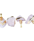 Four Crisp White Geode Cabinet Knobs With Burnished Gold Plating Designed To Level Up Your Kitchen Drawers Bedroom Dressers And Closet Doors While Adding A Clean Modern Vibe To Any House. Unique geode knobs with brass mounts, 35-45 mm diameter.
