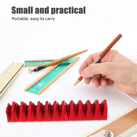12 Piece Modular Wrench Storage Rack Magnetic Tool Holder Organizer Tray in red plastic shown with writing tools.