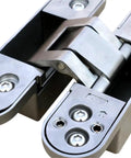Close-up of Industrial Grade Concealed Wood Door Hinges Two Hundred Kilogram Weight Capacity Heavy Duty Stainless Steel hardware.
