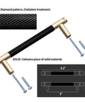 12 Pack Knurled Cabinet Handles 5 Inch Hole Center 6.2 Inch Length Aluminum Pulls Gold And Black Oxidation Finish