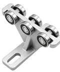 Rock Solid Six Wheel Hoist Trolley For One Five Eight Inch Strut Channel With Smooth Gliding Casters, featuring stainless steel roller assembly.