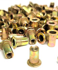 M4 Threaded Insert Rivet Nut 100 Pack Yellow Zinc Steel Internally Threaded Hex Nut Type For Metal Panels And Automotive Projects