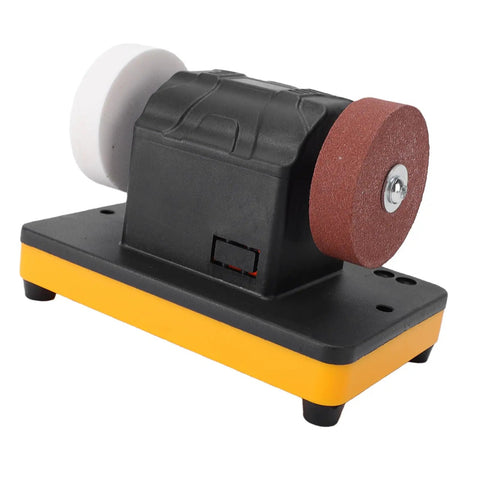 Portable Cordless Mini Bench Grinder With 3 Inch Dual Wheel And Variable 2000 To 6000 Rpm Speed Built To Smash Gritty Sharpening Jobs Without Cable Headaches On The Job Site Today on a workbench.