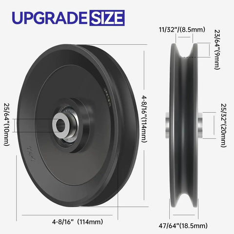 Rock Solid 4 5 Inch Nylon Pulley Wheel With Precision Sealed Bearings For Garage Door And Cable Rigging Systems, 4.8in diameter.