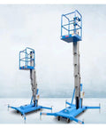 Heavy Duty Electric Personal Lift Single Mast Aluminum Telescopic Platform built tough, showing two masts at different heights.